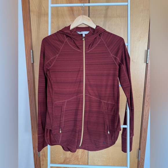Athleta Burgundy Zip Up Running Hoodie with Gold Zippers Size XS - Picture 4 of 10